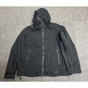 LL Bean Women's XL Black Hoosed Trail Model Raincoat Jacket Hiking Running